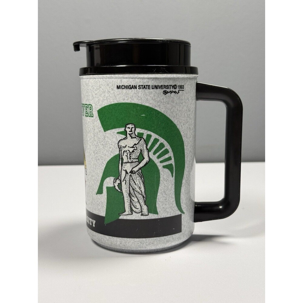 1993 MSU Spartans Travel Mug Vintage 90s Sparty Thermo-Serv College Retro